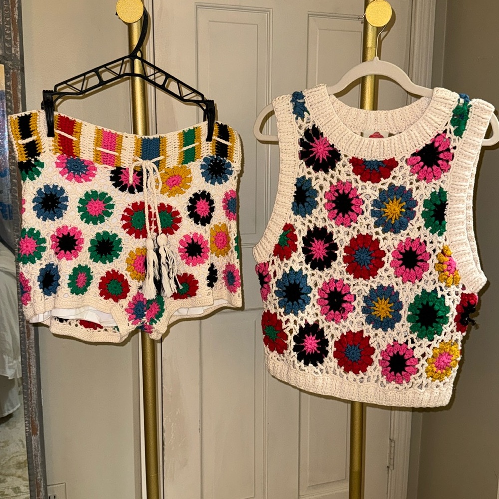 Farm Rio Crochet Top & Shorts SET